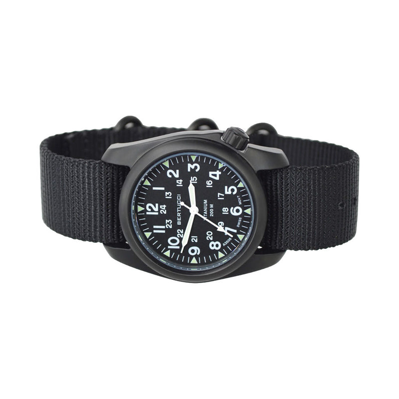 Bertucci A-2T Vintage Black Titanium Watch with Black Nylon Strap #12027