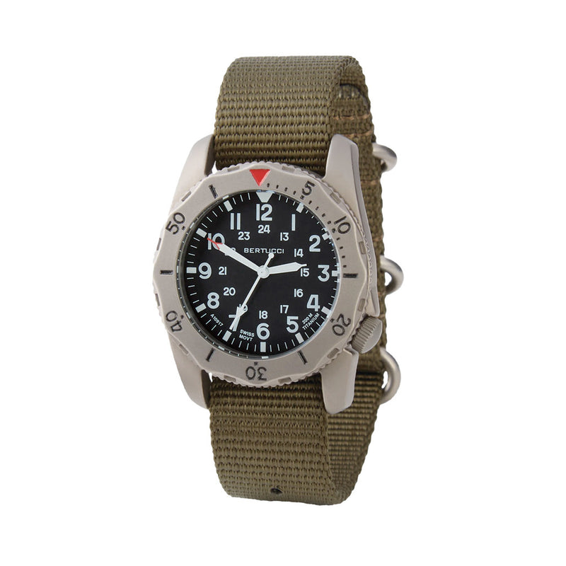 Bertucci A-2TR Field Pro Black Dial with Olive Nylon Strap #12115