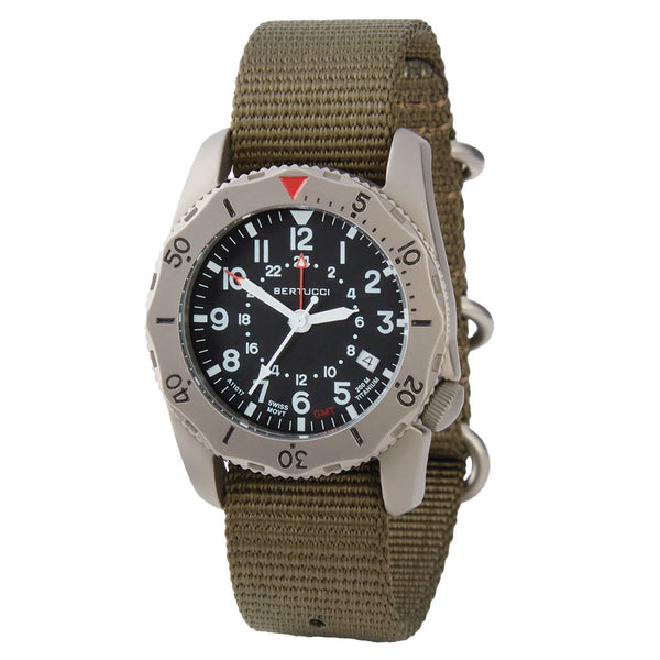 Bertucci A-2TR Field Pro GMT Black Dial with Olive Nylon Strap #12118