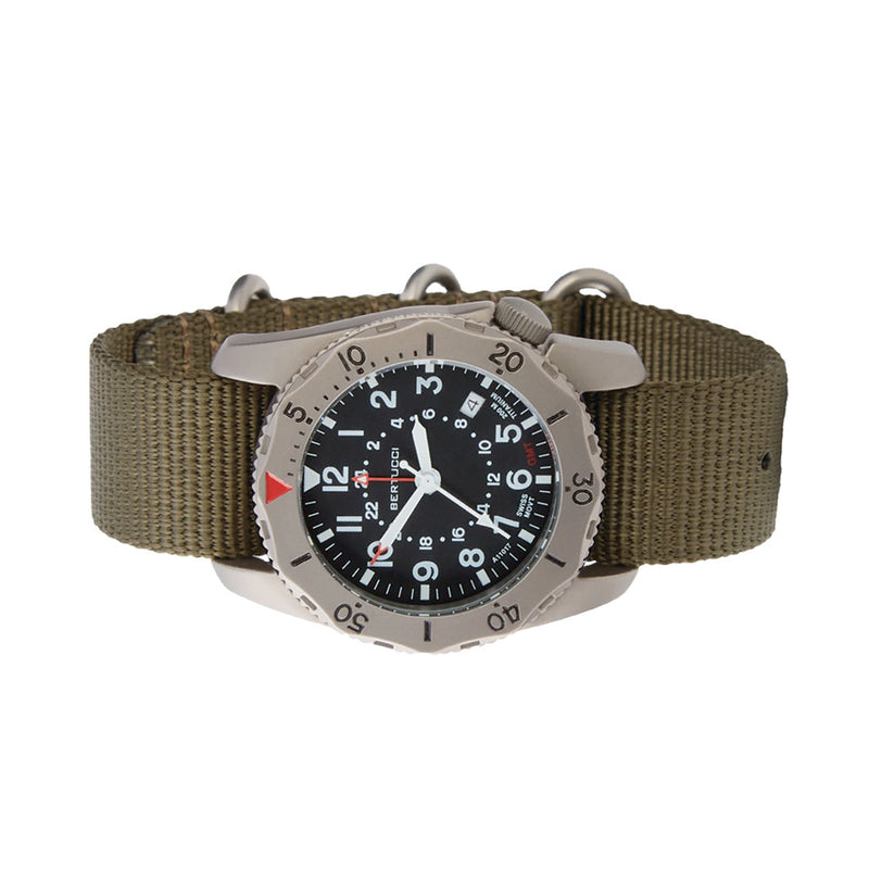 Bertucci A-2TR Field Pro GMT Black Dial with Olive Nylon Strap #12118