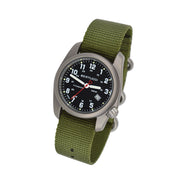 Bertucci A-2T Black Dial Titanium Watch with Olive Nylon Strap #12122 tilt