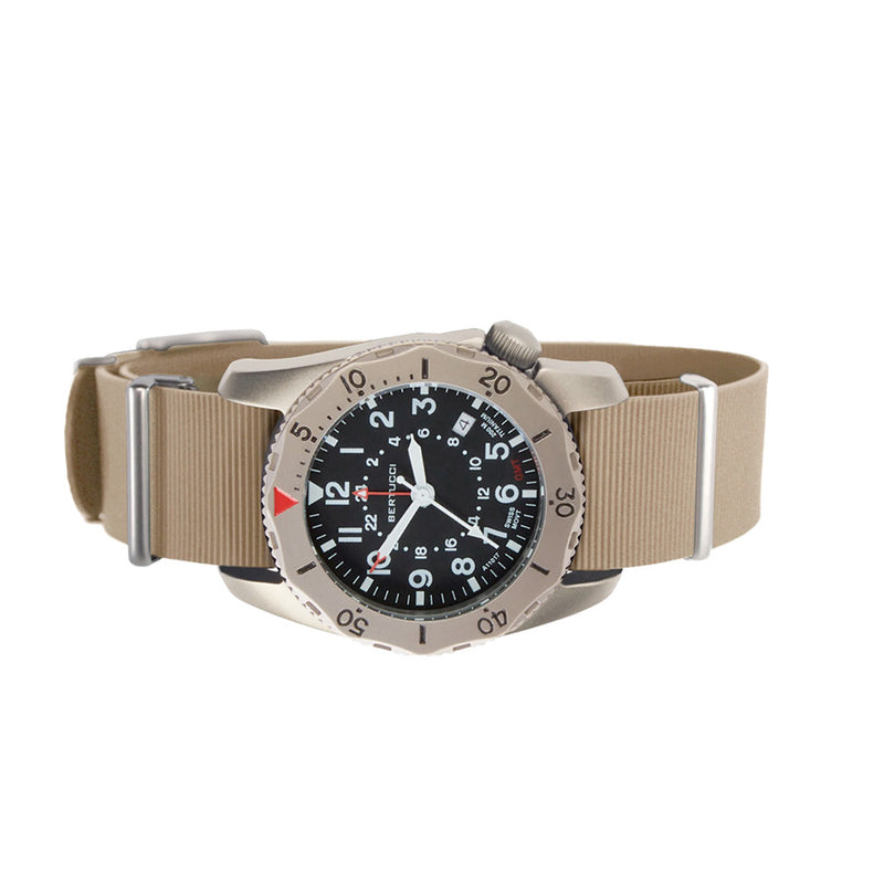 Bertucci A-2TR Field Pro GMT Black Dial with Khaki Rubber Strap #12132