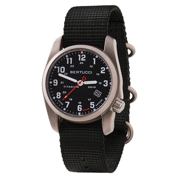 Bertucci A-2T Solar Classic Titanium Field Watch with Black Nylon Strap #12800 zoom
