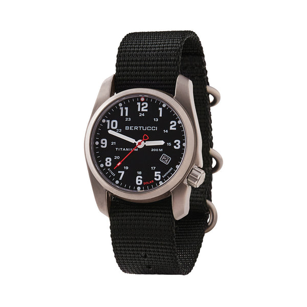 Bertucci A-2T Solar Classic Titanium Field Watch with Black Nylon Strap #12800