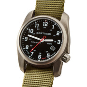 Bertucci A-2T Solar Classic Titanium Field Watch with Green Nylon Strap #12801