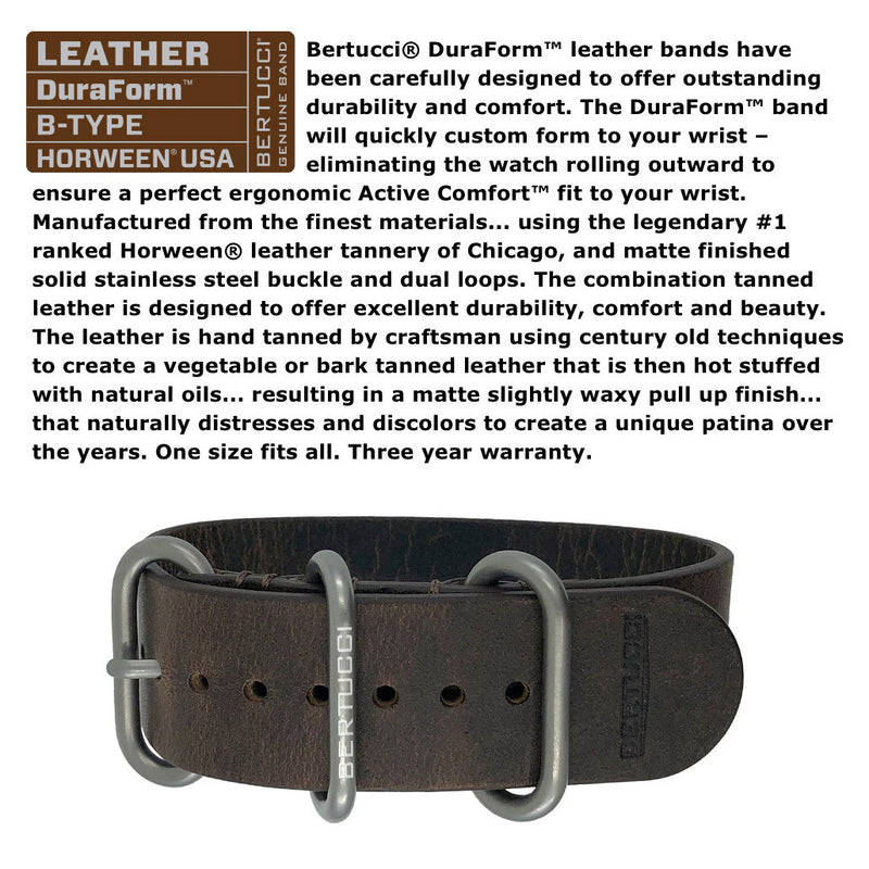 Bertucci A-2T Solar Classic Titanium Field Watch with Brown Leather Strap #12803
