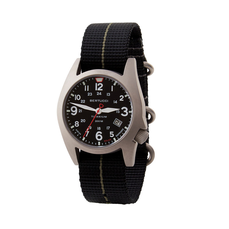 Bertucci A-7T Retrospec Solar Titanium Field Watch with Black Nylon Strap #12900
