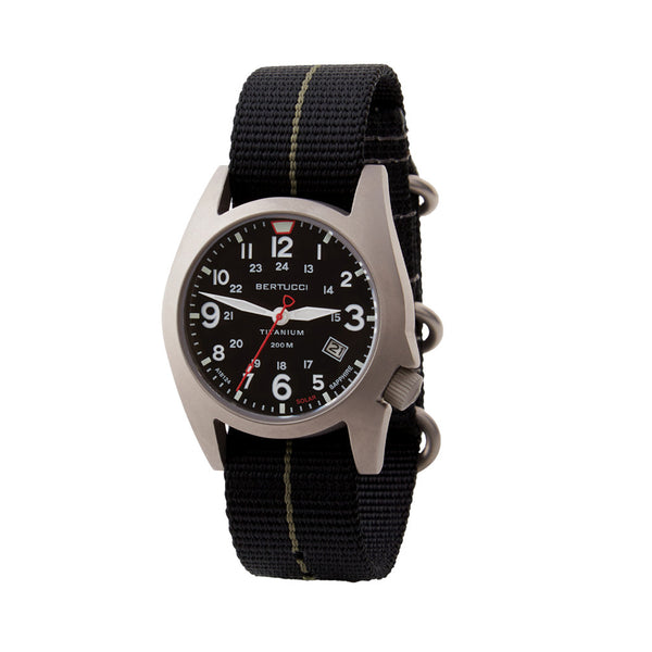 Bertucci A-7T Retrospec Solar Titanium Field Watch with Black Nylon Strap #12900