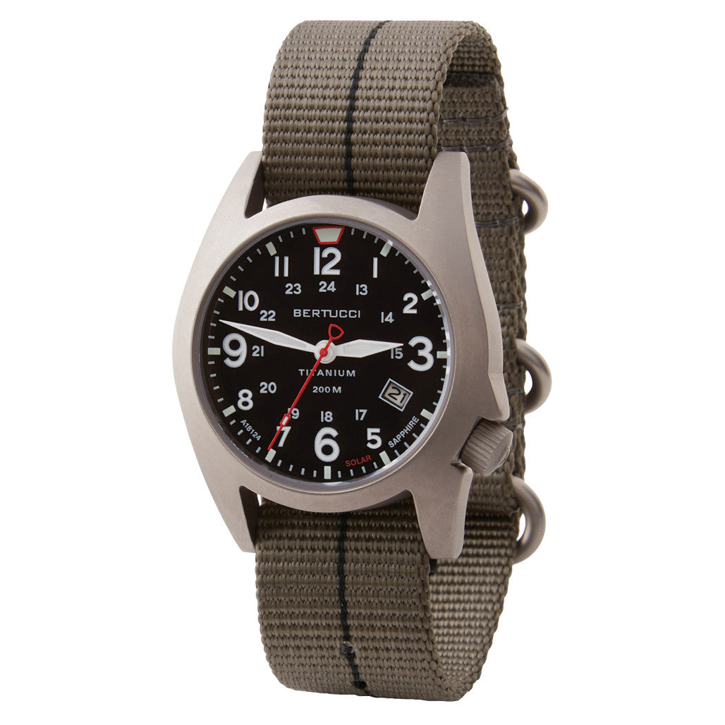 Bertucci A-7T Retrospec Solar Titanium Field Watch with Ghost Grey