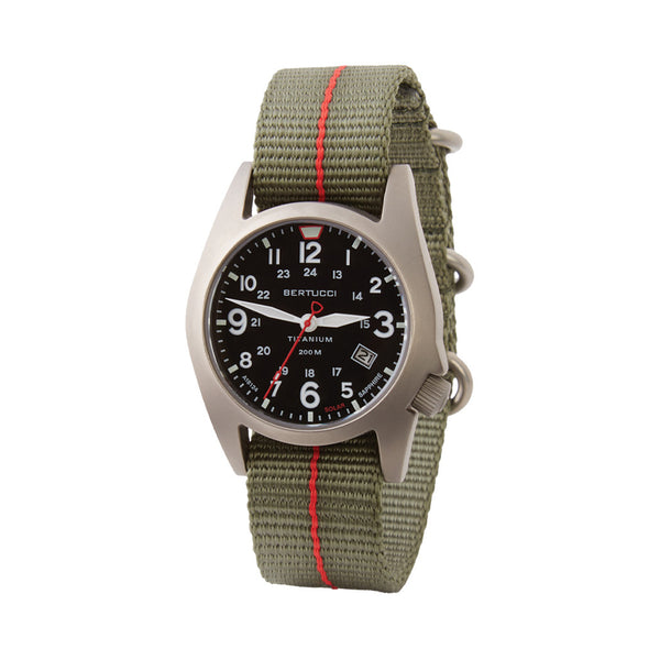 Bertucci A-7T Retrospec Solar Titanium Field Watch with Defender Drab Nylon Strap #12902