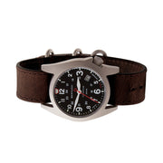 Bertucci A-7T Retrospec Solar Titanium Field Watch with Alpina Brown Leather Strap #12903