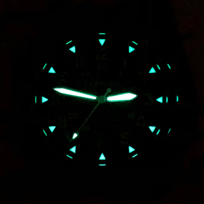 Bertucci A-3P Field Watch with Optic White Dial and Thin Red Line Strap #13391 lume
