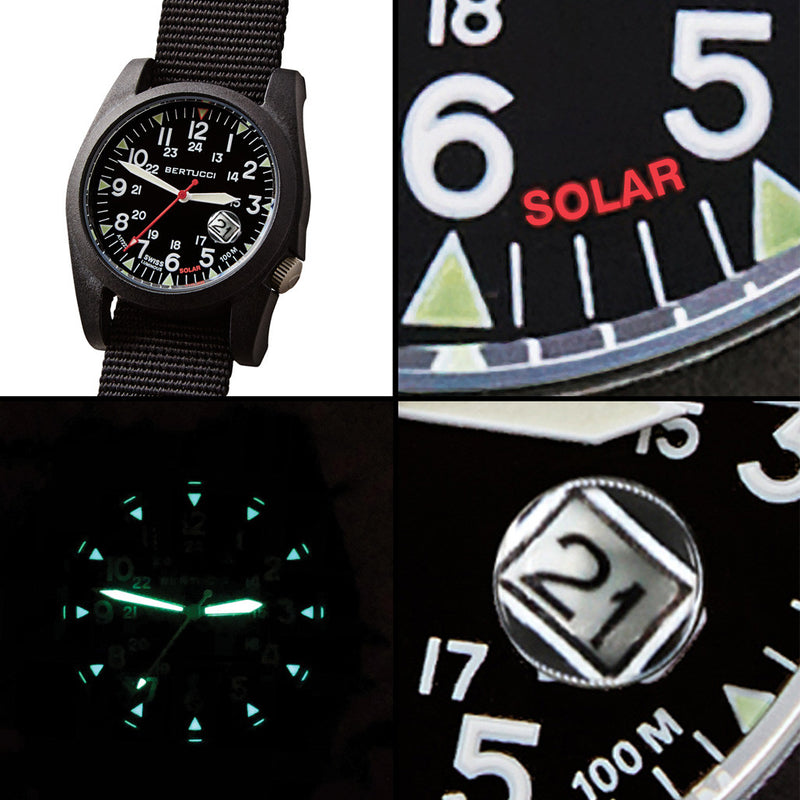 Bertucci A-3PS Solar Field Watch with Black Nylon Strap #13800