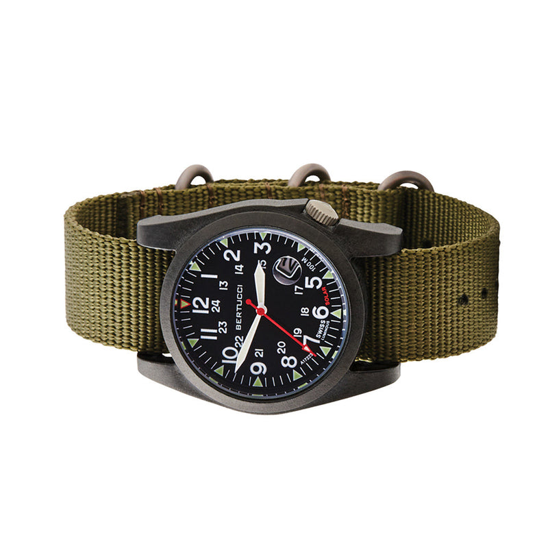Bertucci A-3PS Solar Field Watch with Forest Nylon Strap #13801