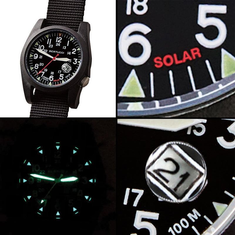Bertucci A-3PS Solar Field Watch with Forest Nylon Strap #13801