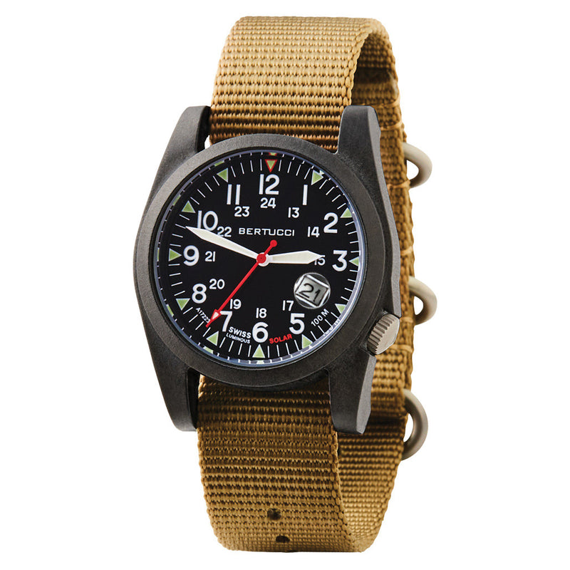 Bertucci A-3PS Solar Field Watch with Khaki Nylon Strap #13802