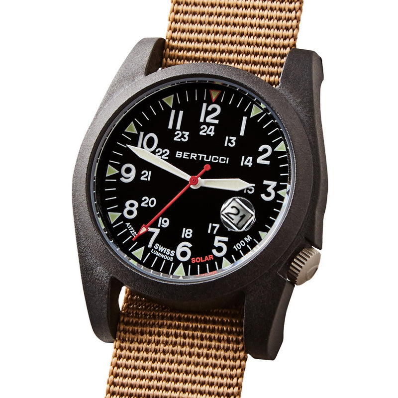 Bertucci A-3PS Solar Field Watch with Khaki Nylon Strap #13802