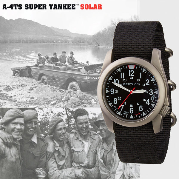 Bertucci A-4TS Super Yankee Solar with Black Dial and Strap #13905