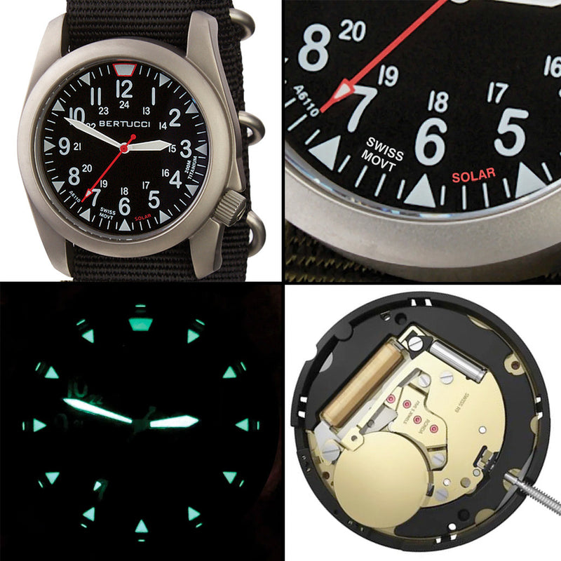 Bertucci A-4TS Super Yankee Solar with Black Dial and Strap #13905