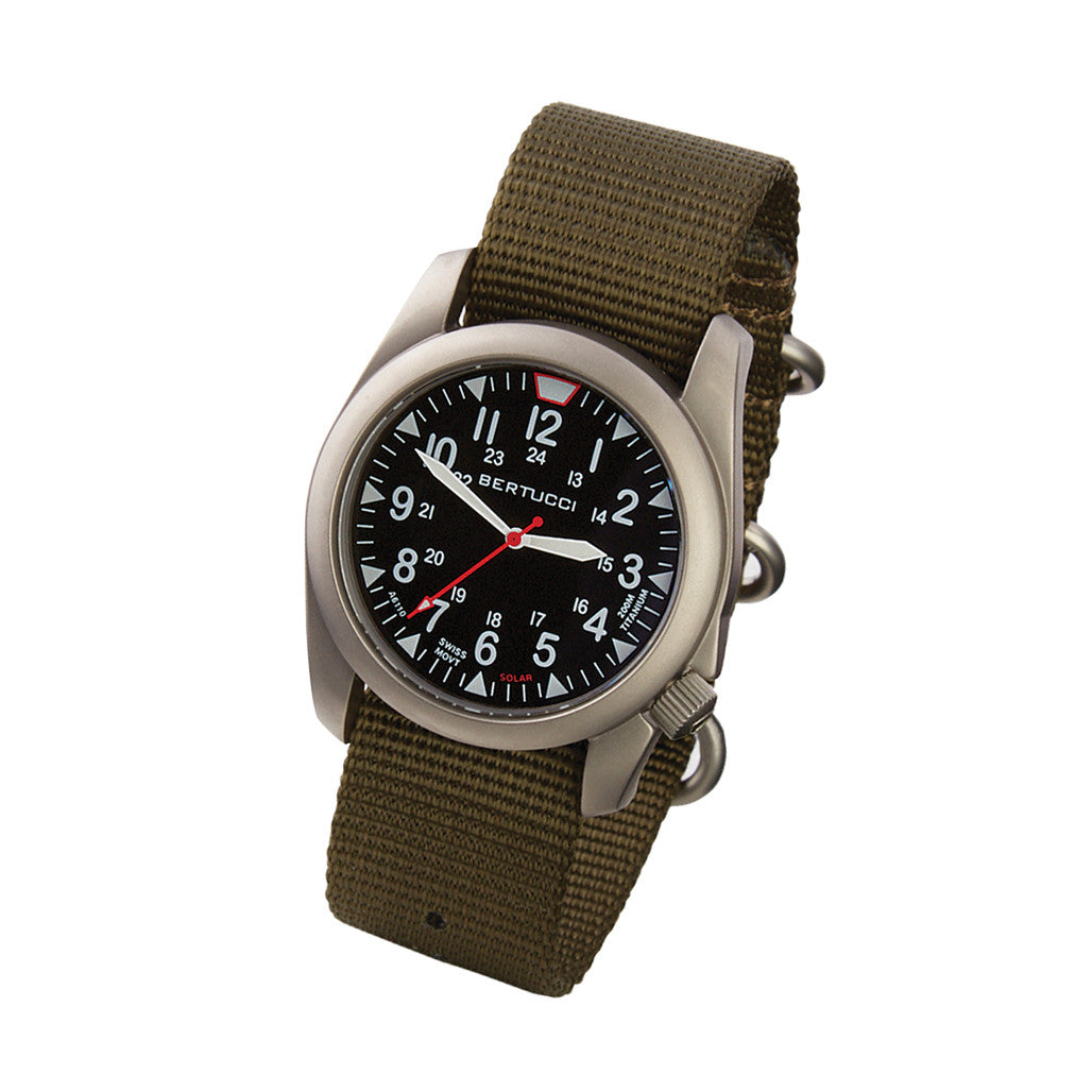 Bertucci A-4TS Super Yankee Solar with Black Dial and Olive Strap