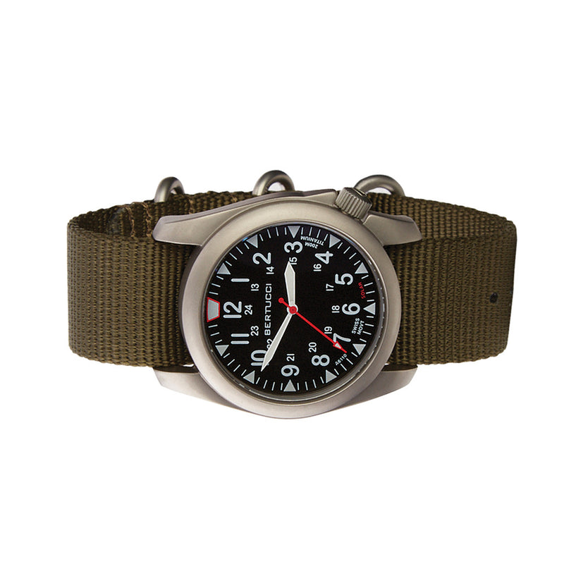 Bertucci A-4TS Super Yankee Solar with Black Dial and Olive Strap #13906