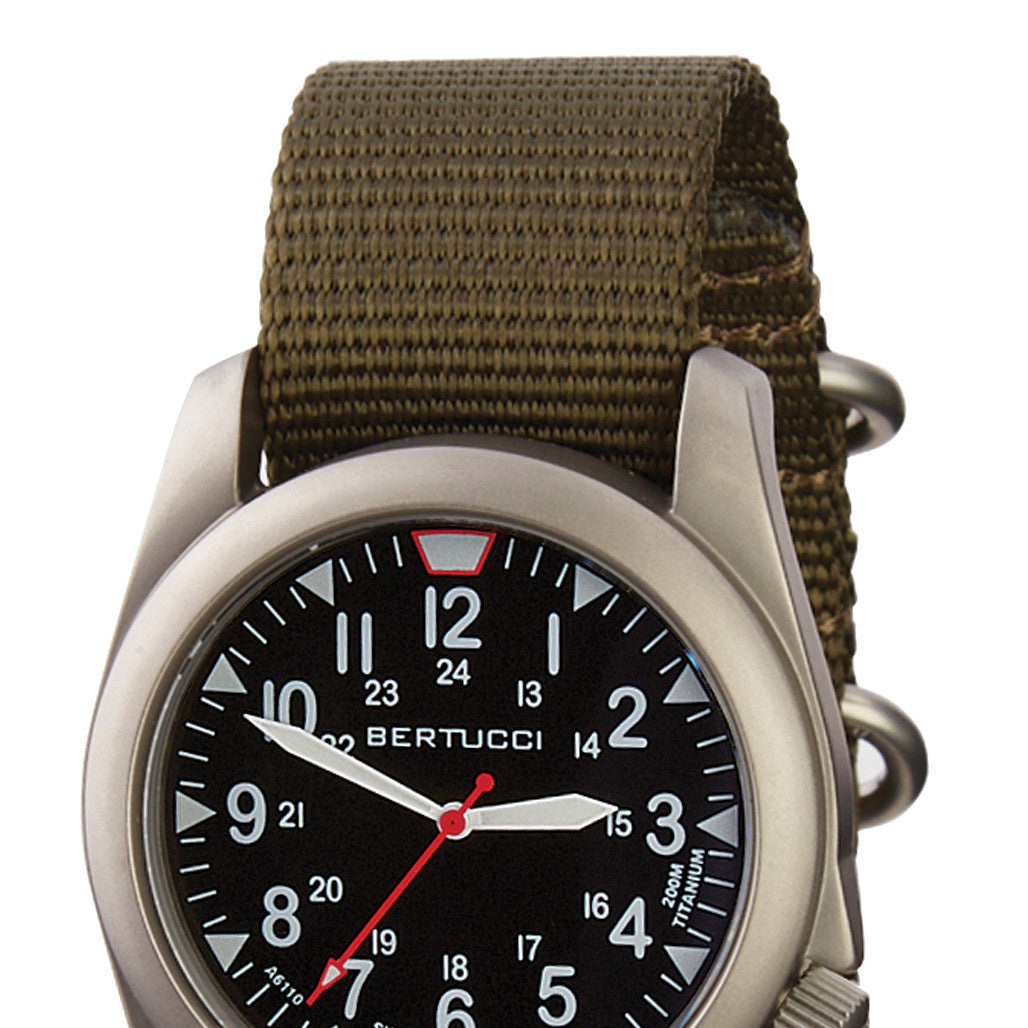 Bertucci A-4TS Super Yankee Solar with Black Dial and Olive Strap