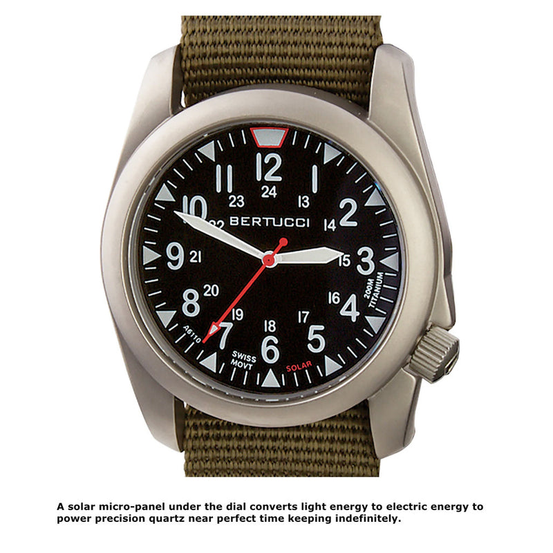 Bertucci A-4TS Super Yankee Solar with Black Dial and Olive Strap #13906