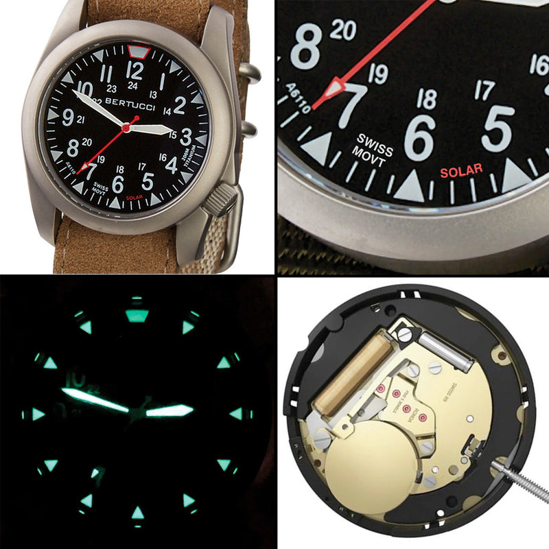 Bertucci A-4TS Super Yankee Solar with Black Dial and Leather Strap #13907