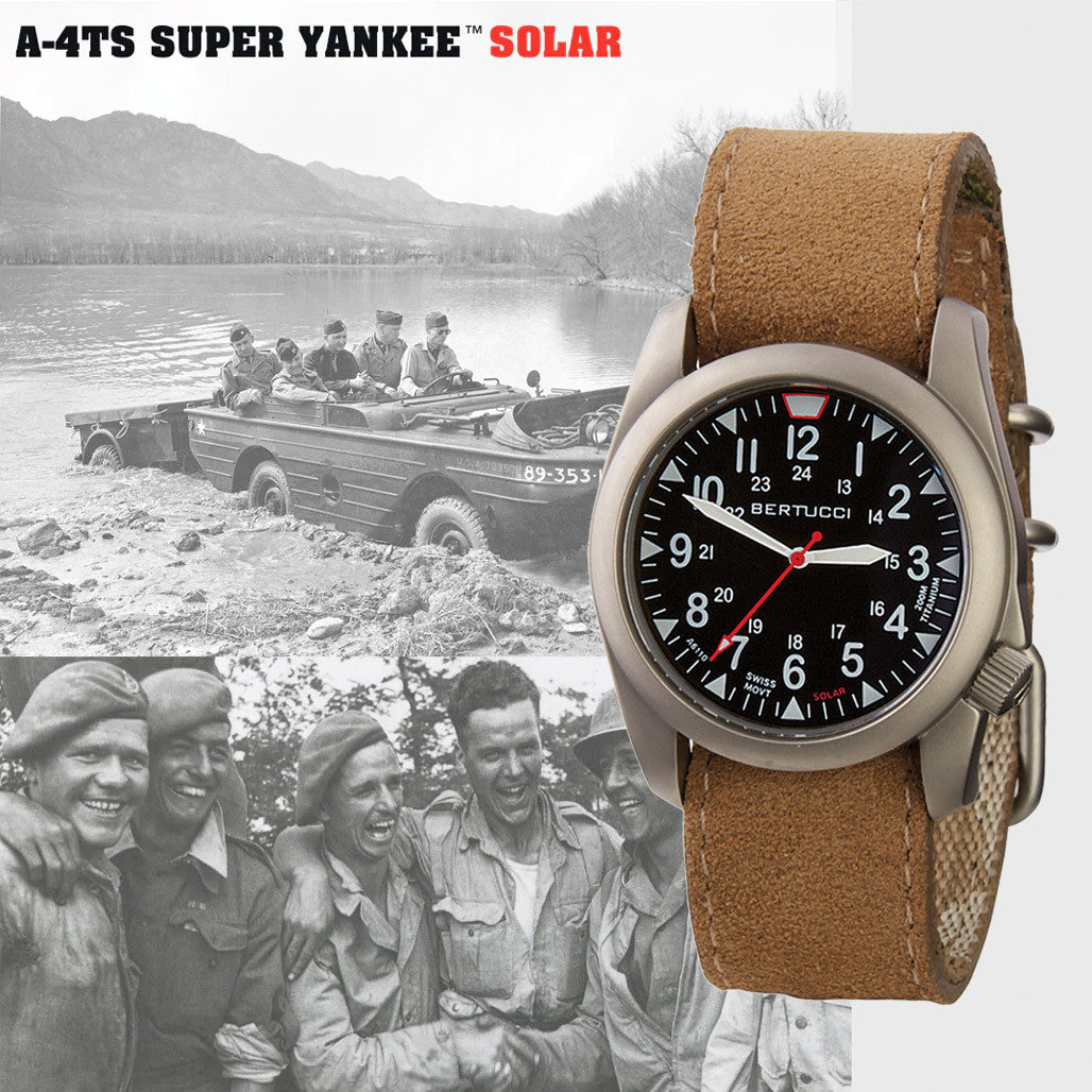 Bertucci A-4TS Super Yankee Solar with Black Dial and Leather