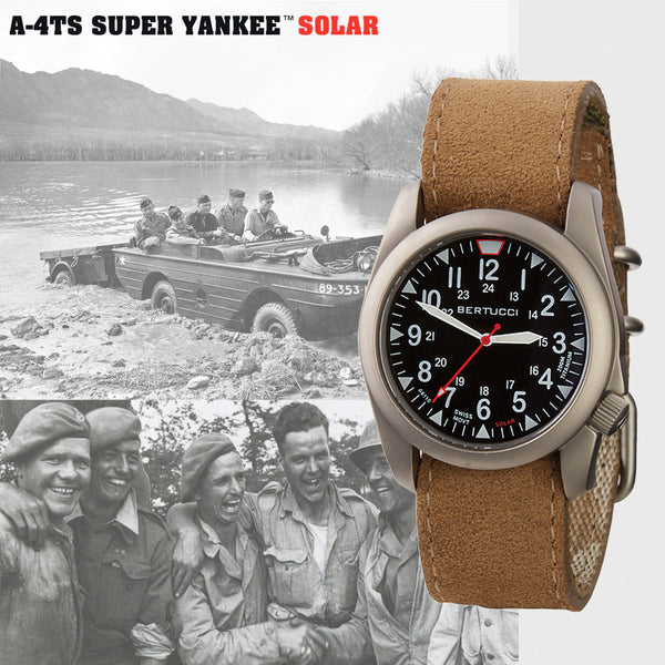 Bertucci A-4TS Super Yankee Solar with Black Dial and Leather Strap #13907