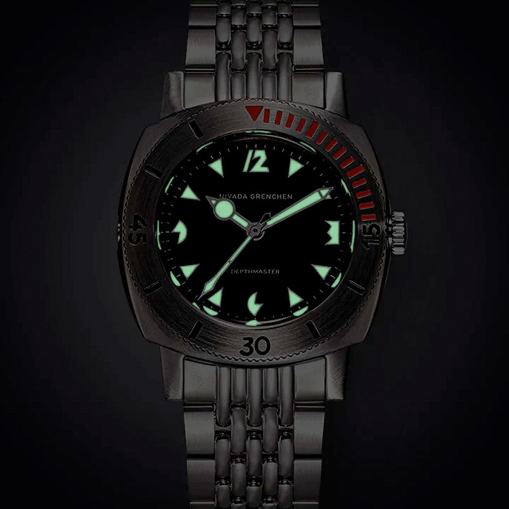 Nivada Grenchen 39mm Pacman Depthmaster Watch #14105A01 — Long