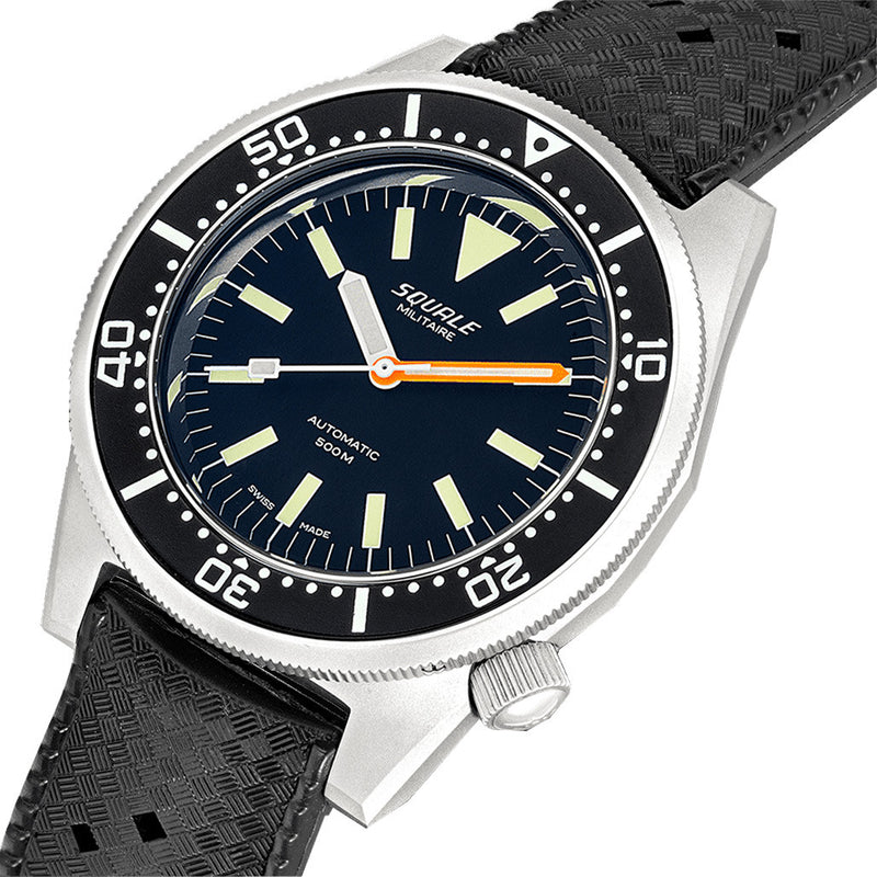 Squale Militaire 500 Meter Swiss Automatic Dive Watch with Blasted Finish Case #1521-026-MIL-B
