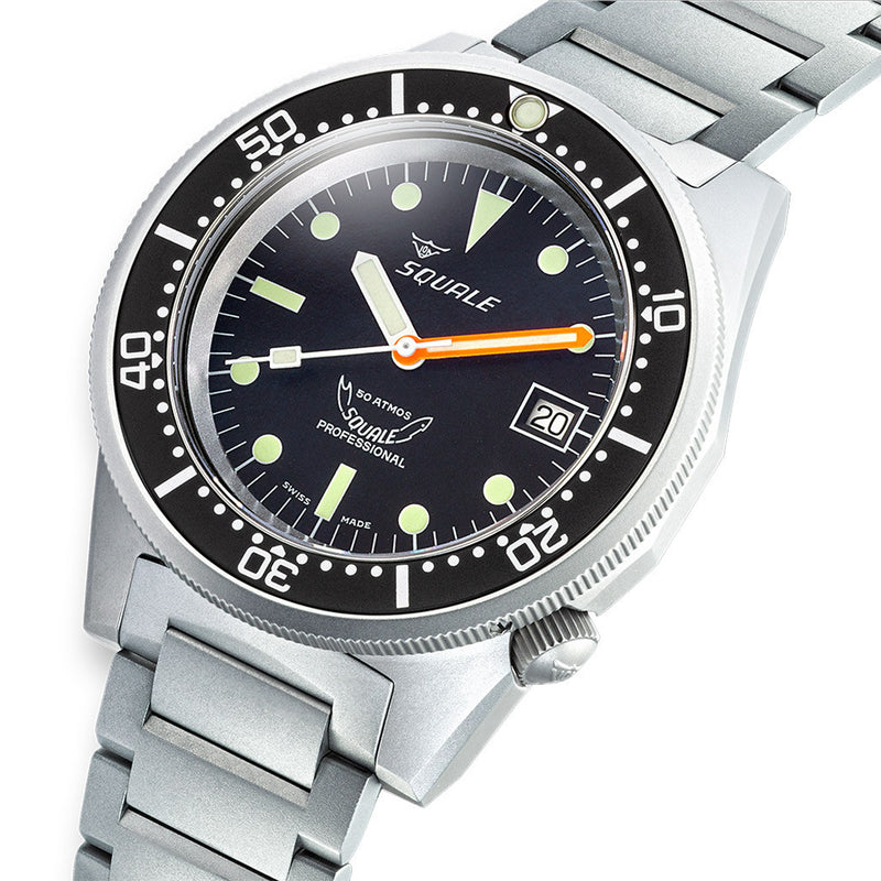 Squale 50 Atmos Swiss Automatic Blasted Dive Watch #1521BKBL.SQ20S