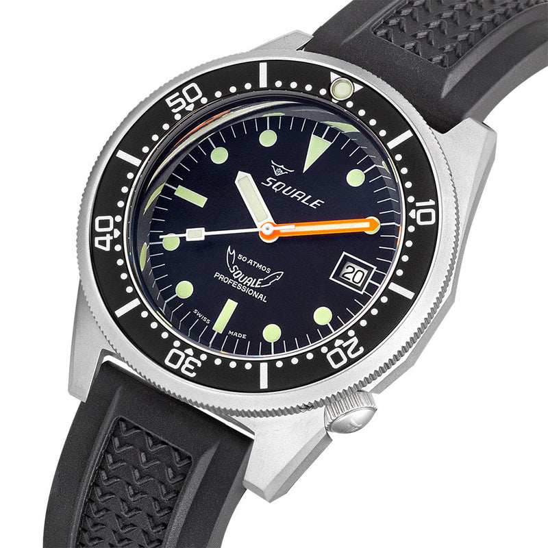 Squale 50 Atmos Swiss Dive Watch with Blasted Case and Black Dial #1521BKBL.VO