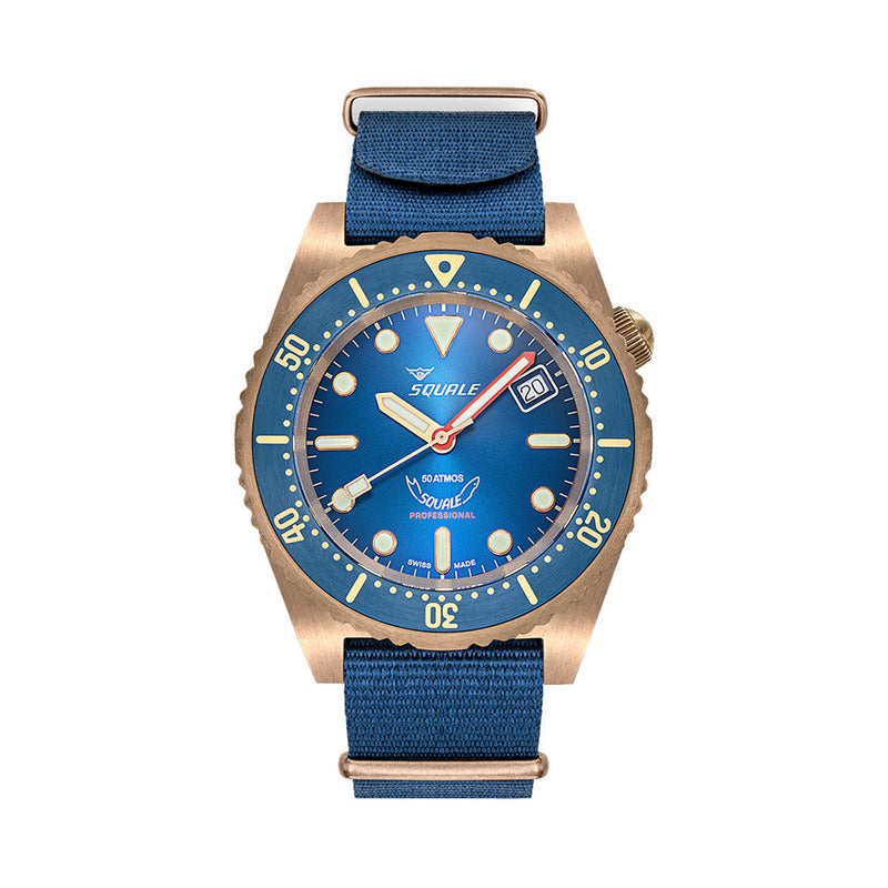 Squale 1521 Bronze Swiss Automatic Dive Watch with Sunburst Blue Dial  #1521BRONBL.BN20