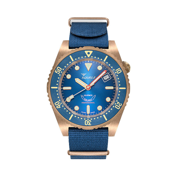 Squale 1521 Bronze Swiss Automatic Dive Watch with Sunburst Blue Dial  #1521BRONBL.BN20