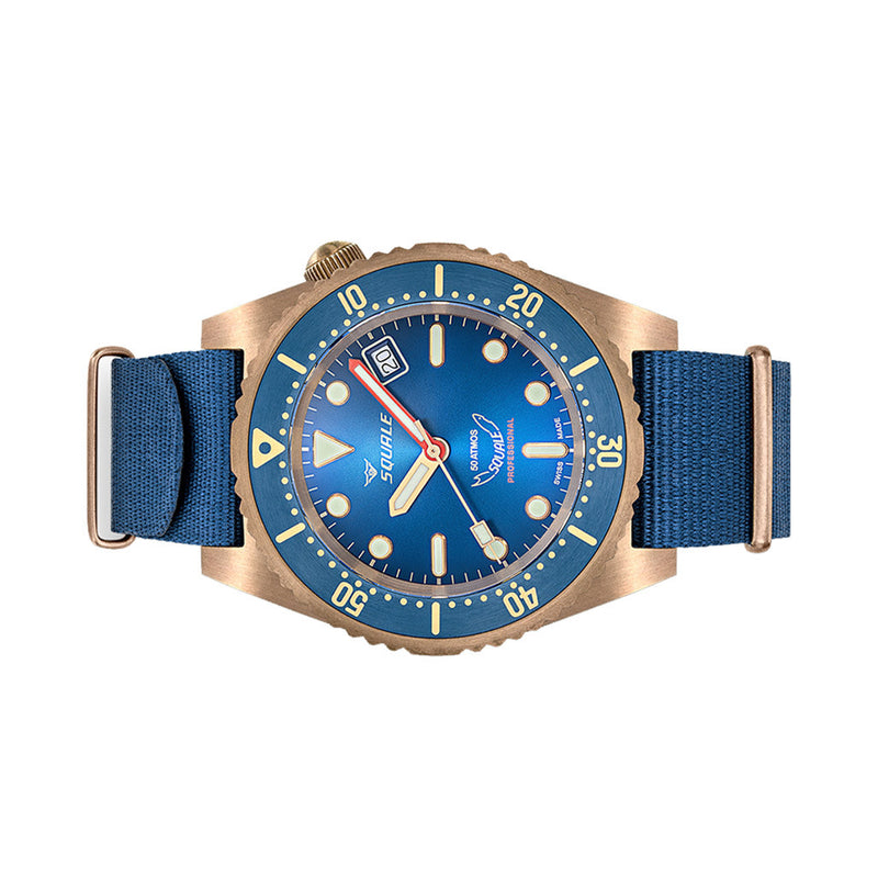 Squale 1521 Bronze Swiss Automatic Dive Watch with Sunburst Blue Dial  #1521BRONBL.BN20