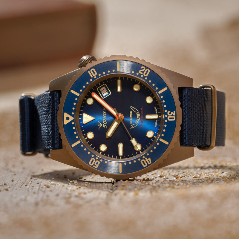 Squale 1521 Bronze Swiss Automatic Dive Watch with Sunburst Blue Dial  #1521BRONBL.BN20
