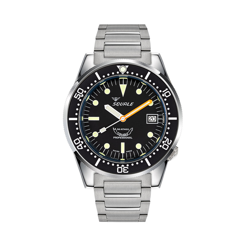 Squale 50 Atmos Swiss Automatic Polished Dive Watch with Black Dial #1521CL.SQ20B