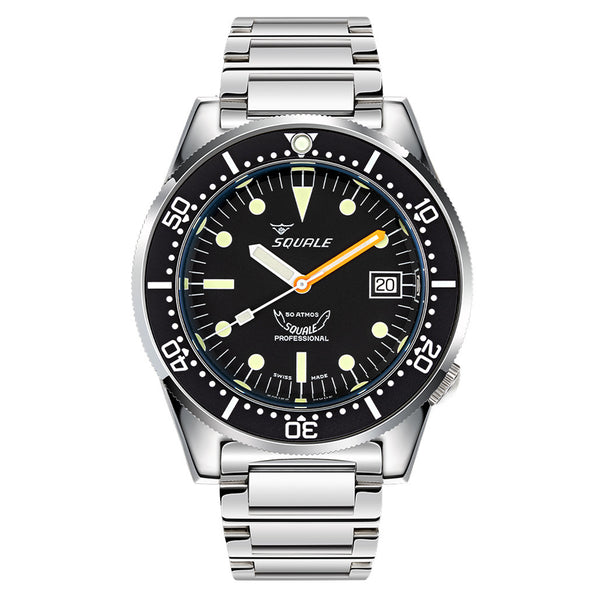 Squale 50 Atmos Swiss Automatic Polished Dive Watch with Black Dial #1521CL.SQ20L
