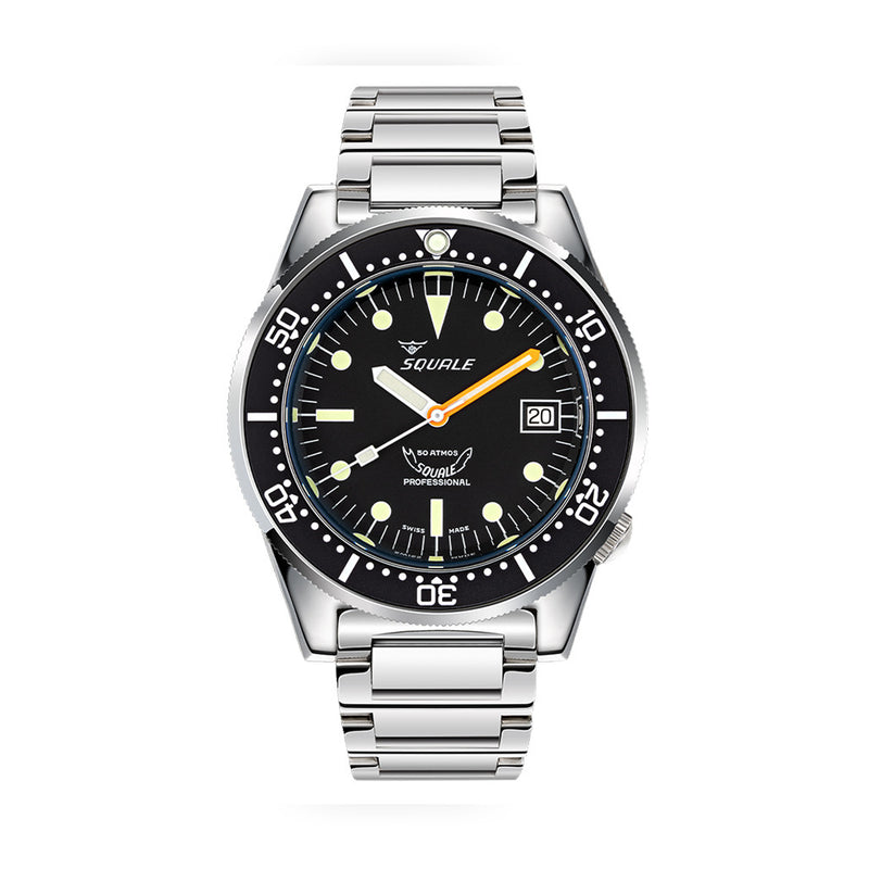 Squale 50 Atmos Swiss Automatic Polished Dive Watch with Black Dial #1521CL.SQ20L