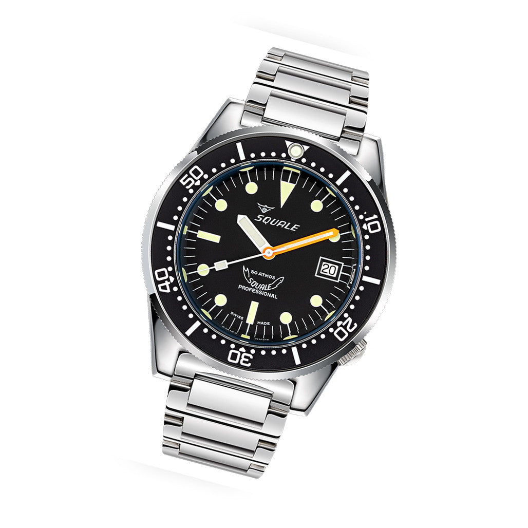 Squale 50 Atmos Swiss Automatic Polished Dive Watch with Black