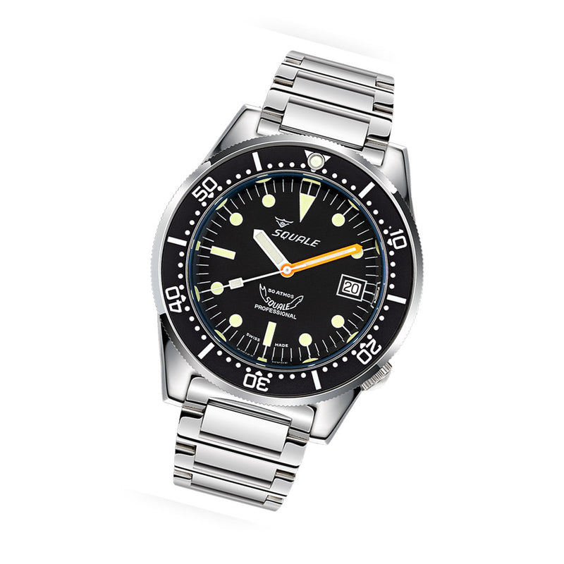 Squale 50 Atmos Swiss Automatic Polished Dive Watch with Black Dial #1521CL.SQ20L