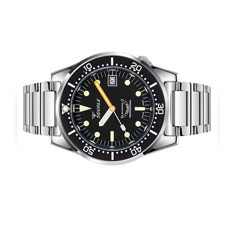Squale 50 Atmos Swiss Automatic Polished Dive Watch with Black Dial #1521CL.SQ20L