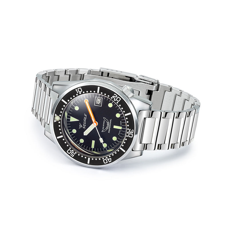 Squale 50 Atmos Swiss Automatic Polished Dive Watch with Black Dial #1521CL.SQ20L