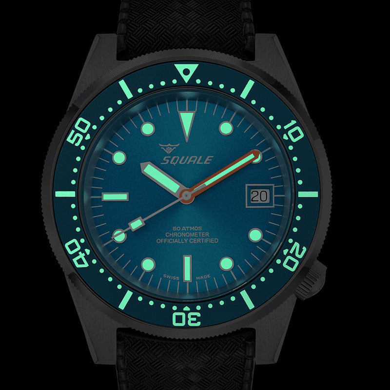 Squale 1521 Ocean COSC Certified Chronometer 500 meter Dive Watch #1521COSOCN.HT lume