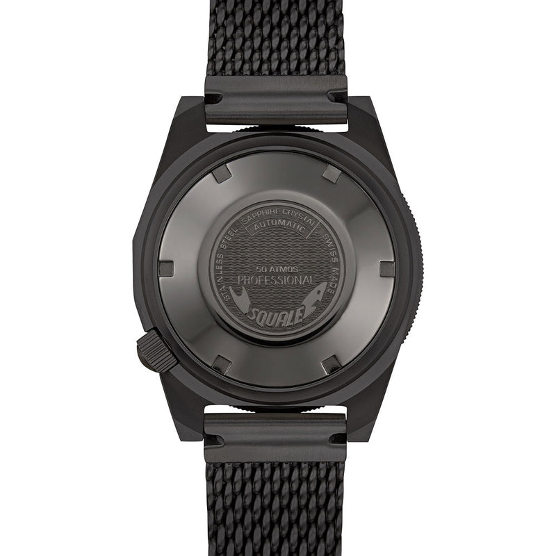 Squale 50 Atmos Swiss Dive watch with DLC Black Case #1521DLCBK.MEPVD20