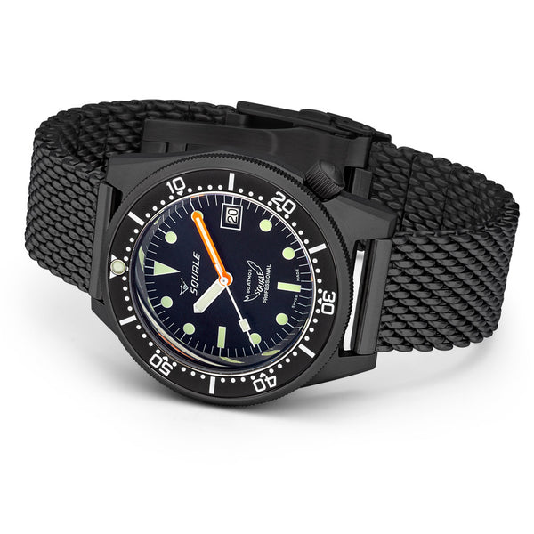 Squale 50 Atmos Swiss Dive watch with DLC Black Case #1521DLCBK.MEPVD20