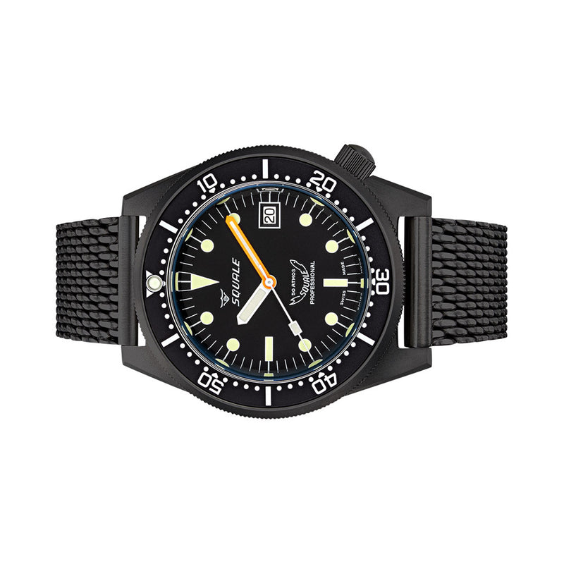 Squale 50 Atmos Swiss Dive watch with DLC Black Case #1521DLCBK.MEPVD20