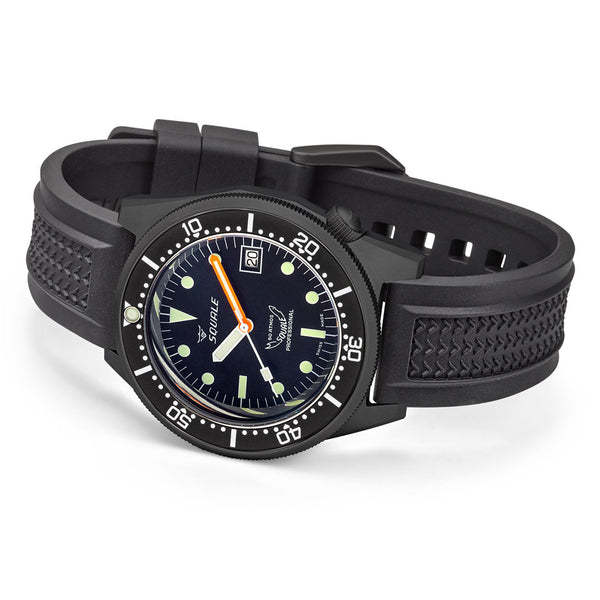Squale 50 Atmos Swiss Dive watch with DLC Black Case #1521DLCBK.VO